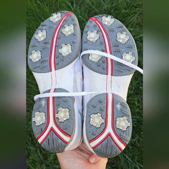 NIKE AIR Womens 317620-111 TAC Traction at Contact Golf Shoes Size 9 White Red - Picture 7 of 11